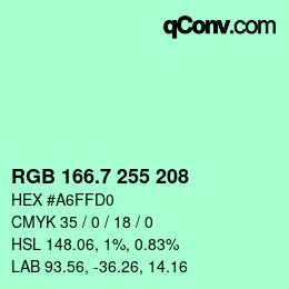 カラーコード: RGB 166.7 255 208 | qconv.com