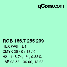 カラーコード: RGB 166.7 255 209 | qconv.com