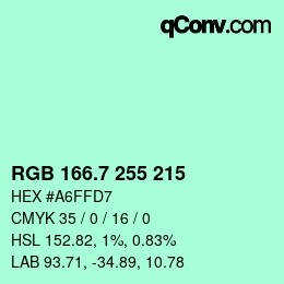 カラーコード: RGB 166.7 255 215 | qconv.com