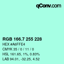 カラーコード: RGB 166.7 255 228 | qconv.com