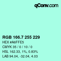 カラーコード: RGB 166.7 255 229 | qconv.com