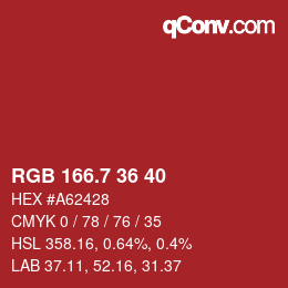 カラーコード: RGB 166.7 36 40 | qconv.com