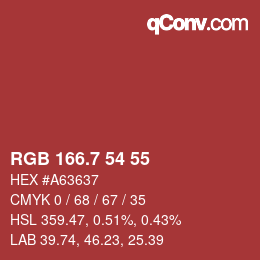 カラーコード: RGB 166.7 54 55 | qconv.com