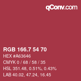 カラーコード: RGB 166.7 54 70 | qconv.com
