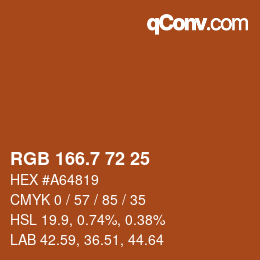 颜色代码: RGB 166.7 72 25 | qconv.com