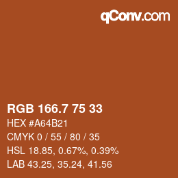 カラーコード: RGB 166.7 75 33 | qconv.com