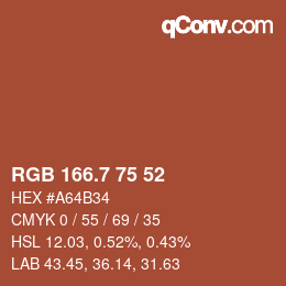 カラーコード: RGB 166.7 75 52 | qconv.com