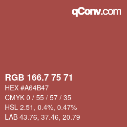 カラーコード: RGB 166.7 75 71 | qconv.com