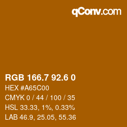 カラーコード: RGB 166.7 92.6 0 | qconv.com