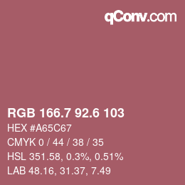 カラーコード: RGB 166.7 92.6 103 | qconv.com