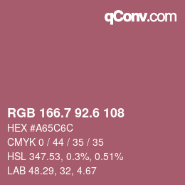 カラーコード: RGB 166.7 92.6 108 | qconv.com