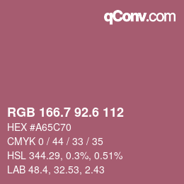 カラーコード: RGB 166.7 92.6 112 | qconv.com