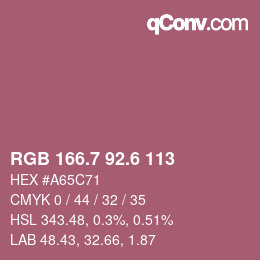 カラーコード: RGB 166.7 92.6 113 | qconv.com