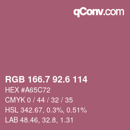 カラーコード: RGB 166.7 92.6 114 | qconv.com