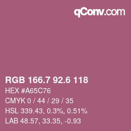 カラーコード: RGB 166.7 92.6 118 | qconv.com