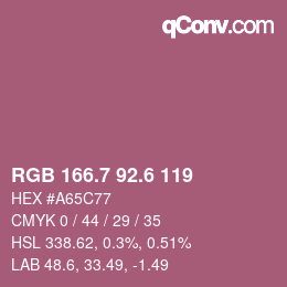 カラーコード: RGB 166.7 92.6 119 | qconv.com