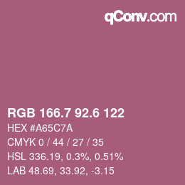 カラーコード: RGB 166.7 92.6 122 | qconv.com