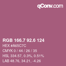 カラーコード: RGB 166.7 92.6 124 | qconv.com
