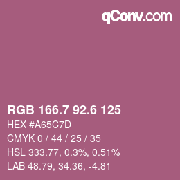 カラーコード: RGB 166.7 92.6 125 | qconv.com