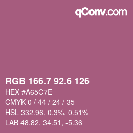 カラーコード: RGB 166.7 92.6 126 | qconv.com