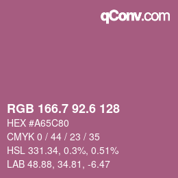 カラーコード: RGB 166.7 92.6 128 | qconv.com