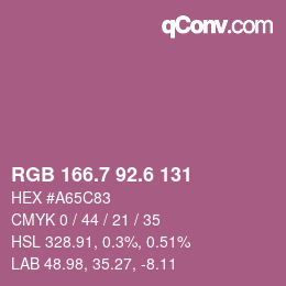 カラーコード: RGB 166.7 92.6 131 | qconv.com