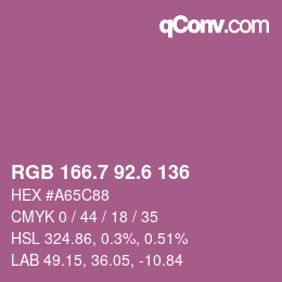 カラーコード: RGB 166.7 92.6 136 | qconv.com