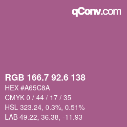 カラーコード: RGB 166.7 92.6 138 | qconv.com