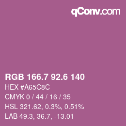 カラーコード: RGB 166.7 92.6 140 | qconv.com