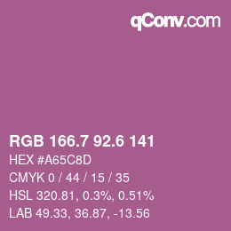 カラーコード: RGB 166.7 92.6 141 | qconv.com