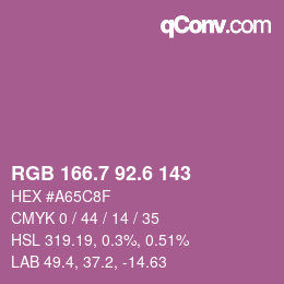 カラーコード: RGB 166.7 92.6 143 | qconv.com