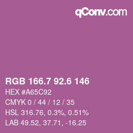 カラーコード: RGB 166.7 92.6 146 | qconv.com