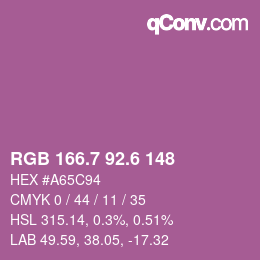 カラーコード: RGB 166.7 92.6 148 | qconv.com