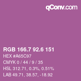 カラーコード: RGB 166.7 92.6 151 | qconv.com