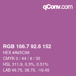 カラーコード: RGB 166.7 92.6 152 | qconv.com