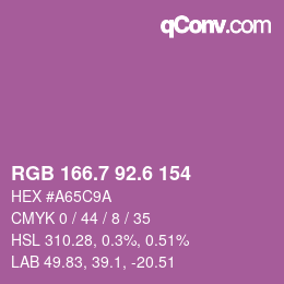カラーコード: RGB 166.7 92.6 154 | qconv.com