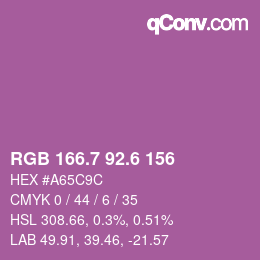 カラーコード: RGB 166.7 92.6 156 | qconv.com