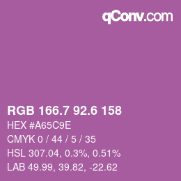 カラーコード: RGB 166.7 92.6 158 | qconv.com