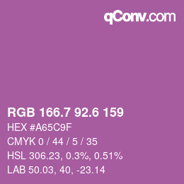 カラーコード: RGB 166.7 92.6 159 | qconv.com