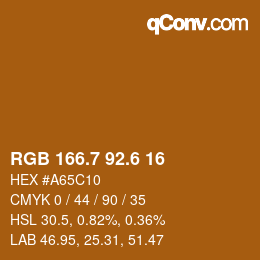 カラーコード: RGB 166.7 92.6 16 | qconv.com