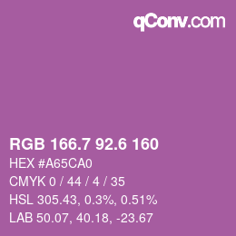 カラーコード: RGB 166.7 92.6 160 | qconv.com