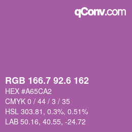 カラーコード: RGB 166.7 92.6 162 | qconv.com