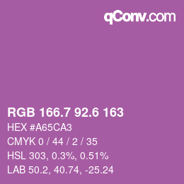 カラーコード: RGB 166.7 92.6 163 | qconv.com
