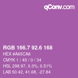 カラーコード: RGB 166.7 92.6 168 | qconv.com