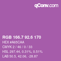 カラーコード: RGB 166.7 92.6 170 | qconv.com