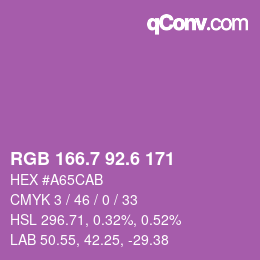 カラーコード: RGB 166.7 92.6 171 | qconv.com