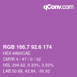 カラーコード: RGB 166.7 92.6 174 | qconv.com