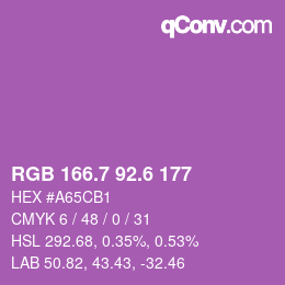 カラーコード: RGB 166.7 92.6 177 | qconv.com