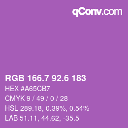 カラーコード: RGB 166.7 92.6 183 | qconv.com