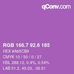 カラーコード: RGB 166.7 92.6 185 | qconv.com
